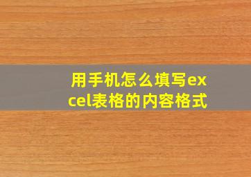 用手机怎么填写excel表格的内容格式