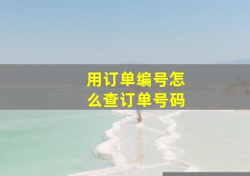 用订单编号怎么查订单号码