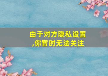 由于对方隐私设置,你暂时无法关注