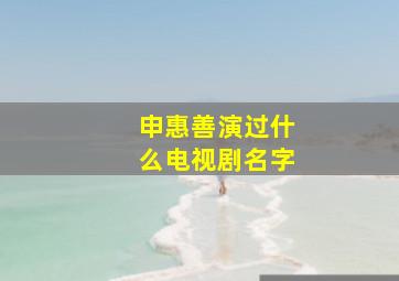 申惠善演过什么电视剧名字