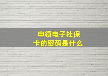 申领电子社保卡的密码是什么