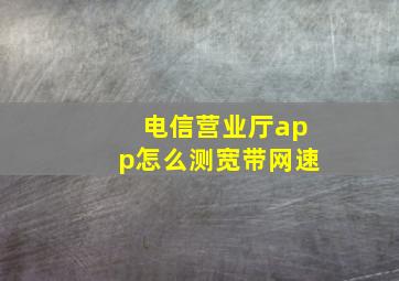 电信营业厅app怎么测宽带网速