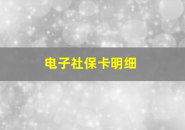 电子社保卡明细