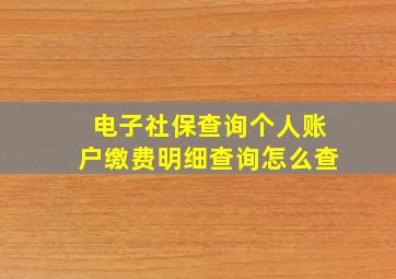 电子社保查询个人账户缴费明细查询怎么查