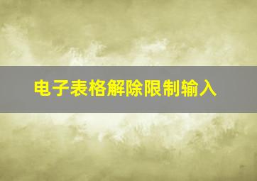 电子表格解除限制输入