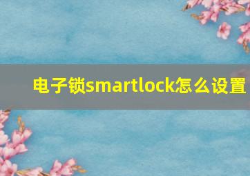 电子锁smartlock怎么设置