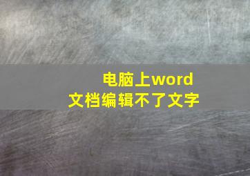 电脑上word文档编辑不了文字