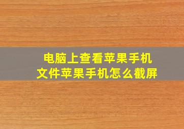 电脑上查看苹果手机文件苹果手机怎么截屏