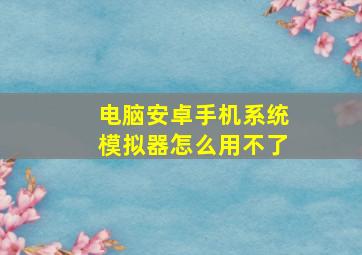 电脑安卓手机系统模拟器怎么用不了