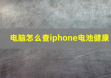 电脑怎么查iphone电池健康