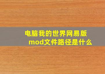 电脑我的世界网易版mod文件路径是什么