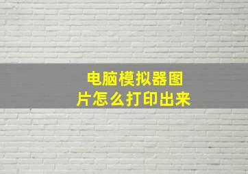 电脑模拟器图片怎么打印出来