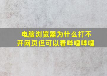 电脑浏览器为什么打不开网页但可以看哔哩哔哩