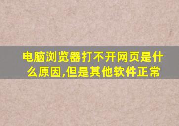 电脑浏览器打不开网页是什么原因,但是其他软件正常