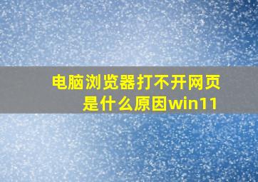 电脑浏览器打不开网页是什么原因win11