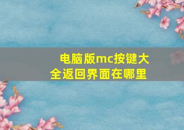 电脑版mc按键大全返回界面在哪里