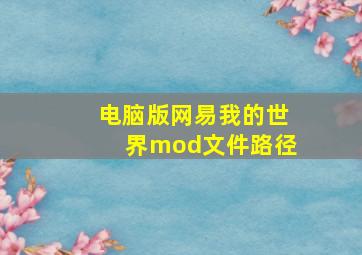 电脑版网易我的世界mod文件路径