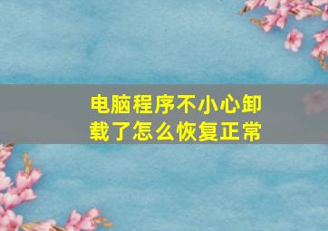 电脑程序不小心卸载了怎么恢复正常