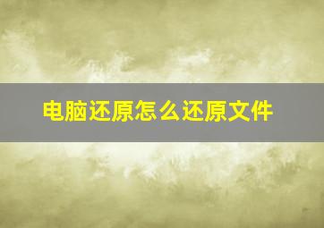 电脑还原怎么还原文件