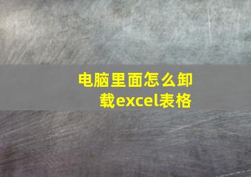 电脑里面怎么卸载excel表格