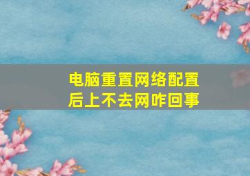 电脑重置网络配置后上不去网咋回事