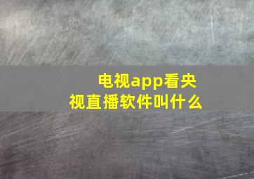 电视app看央视直播软件叫什么