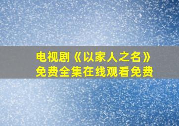 电视剧《以家人之名》免费全集在线观看免费