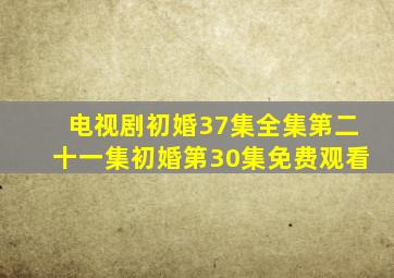 电视剧初婚37集全集第二十一集初婚第30集免费观看