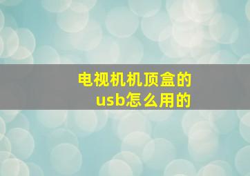 电视机机顶盒的usb怎么用的