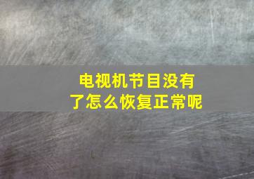 电视机节目没有了怎么恢复正常呢