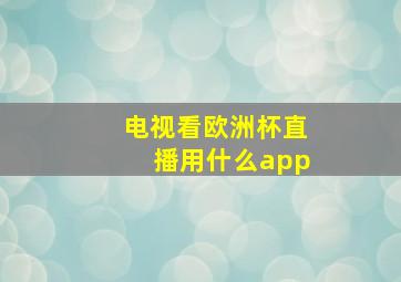 电视看欧洲杯直播用什么app