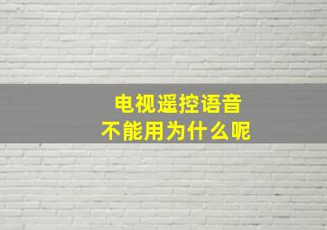 电视遥控语音不能用为什么呢