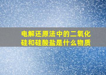 电解还原法中的二氧化硅和硅酸盐是什么物质