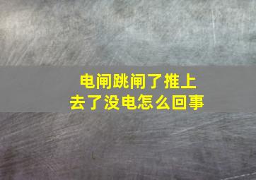 电闸跳闸了推上去了没电怎么回事