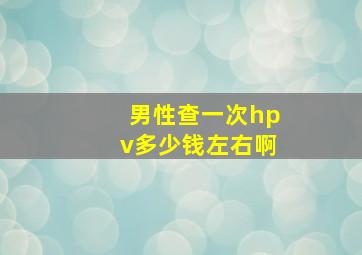 男性查一次hpv多少钱左右啊