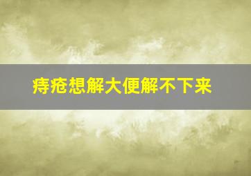 痔疮想解大便解不下来