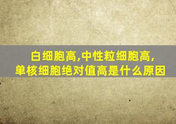 白细胞高,中性粒细胞高,单核细胞绝对值高是什么原因