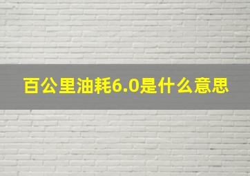 百公里油耗6.0是什么意思