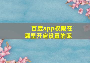 百度app权限在哪里开启设置的呢