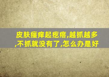 皮肤瘙痒起疙瘩,越抓越多,不抓就没有了,怎么办是好