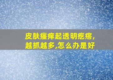 皮肤瘙痒起透明疙瘩,越抓越多,怎么办是好