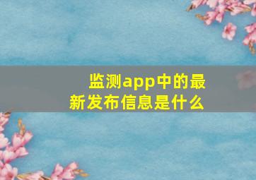 监测app中的最新发布信息是什么