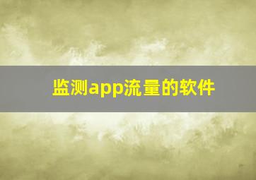 监测app流量的软件