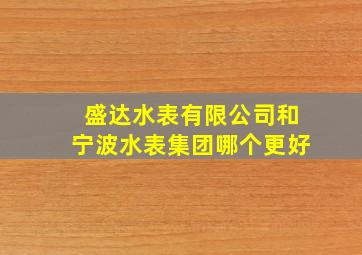 盛达水表有限公司和宁波水表集团哪个更好