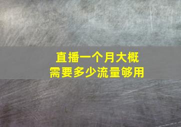 直播一个月大概需要多少流量够用