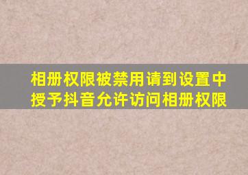 相册权限被禁用请到设置中授予抖音允许访问相册权限