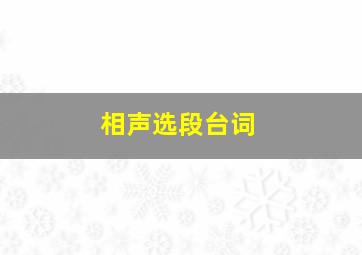 相声选段台词