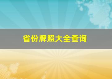 省份牌照大全查询