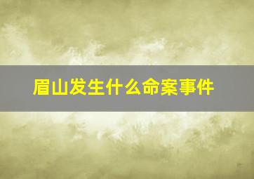 眉山发生什么命案事件