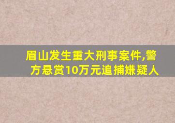 眉山发生重大刑事案件,警方悬赏10万元追捕嫌疑人